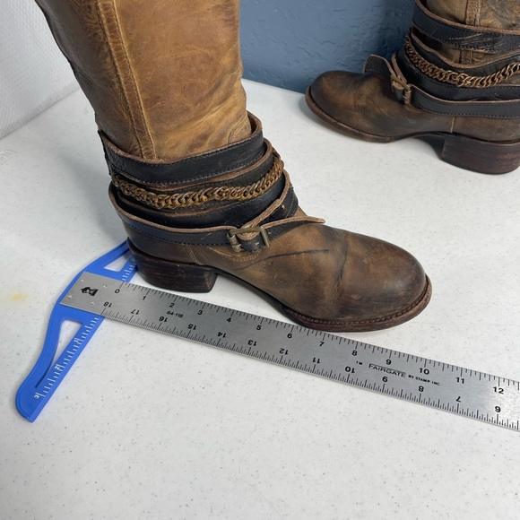 Freebird By Steven Aspen Long Brown Buckle/chains Leather Boho women boots Sz 7 - Picture 16 of 16